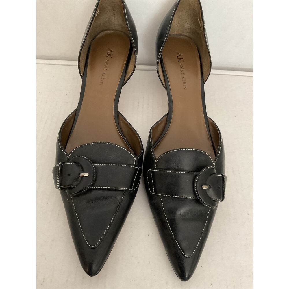 Anne Klein - AK - Mamayville - Black Leather Kitten Heels - 9M - Picture 11 of 11